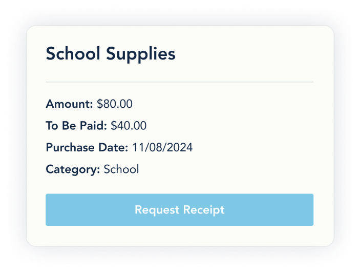 Request receipts for expenses in OurFamilyWizard