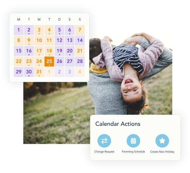Example of a parenting schedule and features on the OurFamilyWizard Calendar