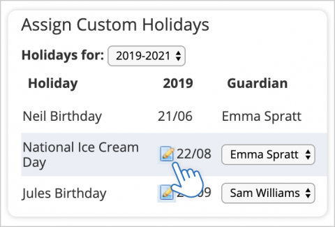 Edit or Delete a Custom Holiday