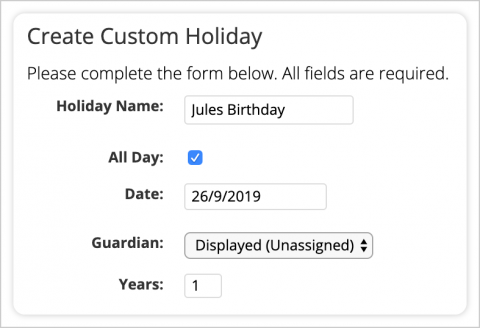 Create Custom Holiday