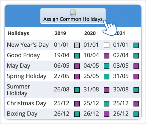 Assigning Common Holidays