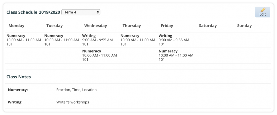 Viewing Class Schedules