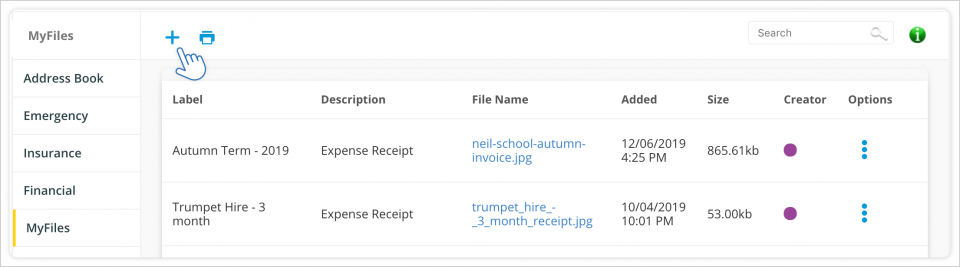 Uploading Documents to MyFiles