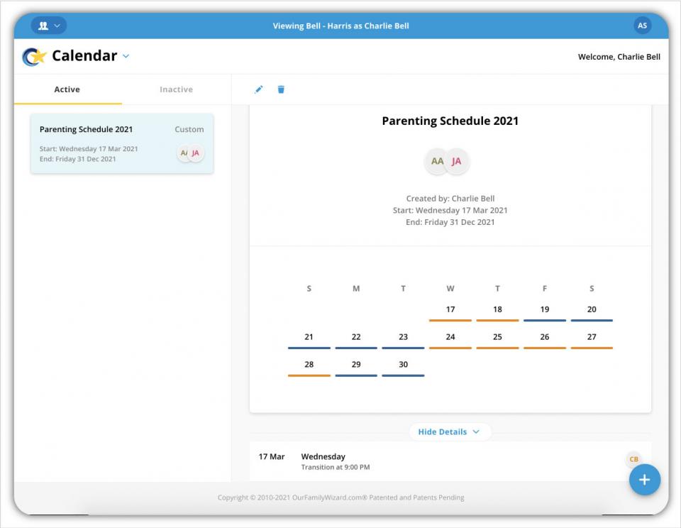 Create Parenting Schedules for Clients