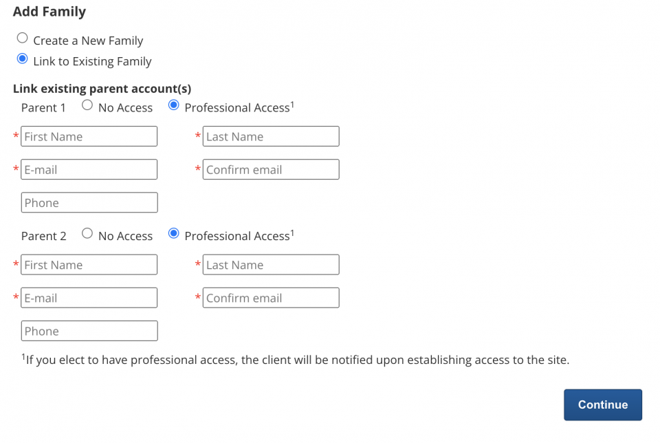 link to existing family